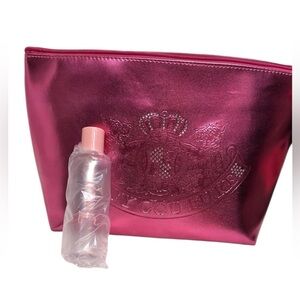 👑 🩷Juicy Couture  Pink Metallic Cosmetic Bag AND EMPTY TOILETRY BOTTLE 🩷NWT